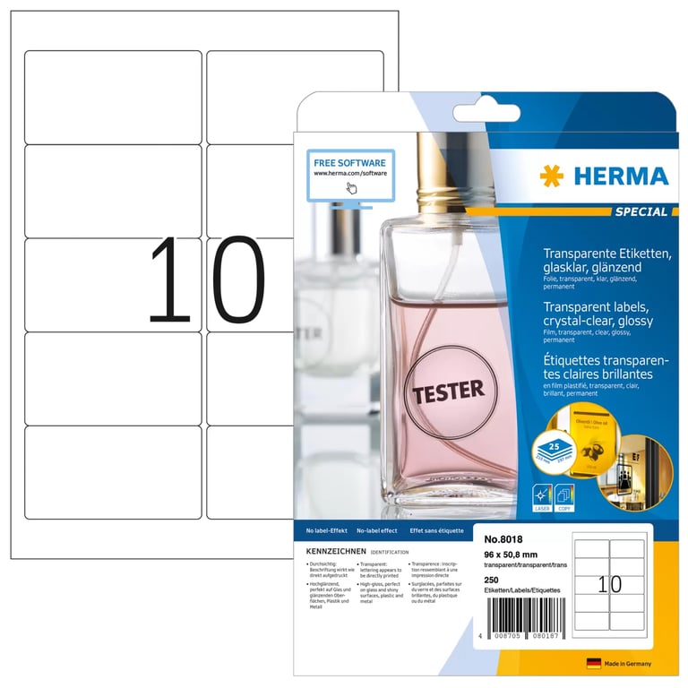 HERMA 8018 etykiet do nadruku Przezroczysty Samoprzylepne etykiety do drukowania