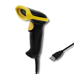 Qoltec 50860 Barcode Scanner Handheld 1D Laser Barcode Scanner Black, Yellow