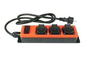 Kabelmeister SL013-U015O 1.5 m Power Strip, 3 Outlets, Indoor/Outdoor, Black, Orange