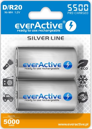 Everactive EVHRL20-5500 bateria do użytku domowego Bateria do ponownego naładowania D Niklowo-metalowo-wodorkowa (NiMH)