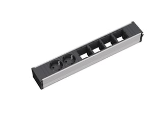 Bachmann 912.005 grenuttag med 2 nätuttag, svart, silver