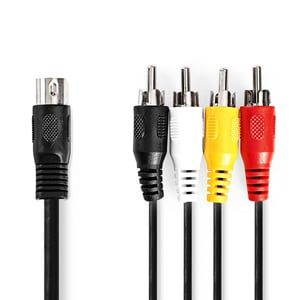 Nedis CAGL20400BK10 1 m audio cable, DIN (5-pin) to 4 x RCA, Black