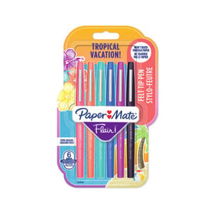 Papermate Flair Tropical Mittel Gelstift Schwarz, Blau, Orange, Rosa, Violett 6 Stück