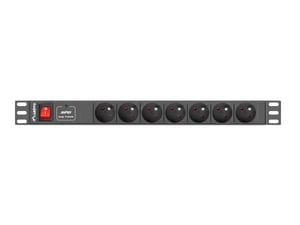Lanberg PDU-07E-0200-BK Surge Protector, Black, 7 x 220–250 V Power Outlets, 2 m