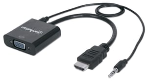 Manhattan 151450 kabeladapter 0,3 m HDMI + 3,5 mm VGA (D-Sub) Svart