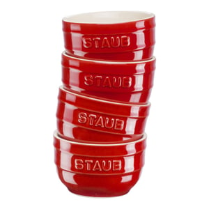 Staub Ceramique Schüsselset 0,2 l, rund, Keramik, rot, 4 Stück.