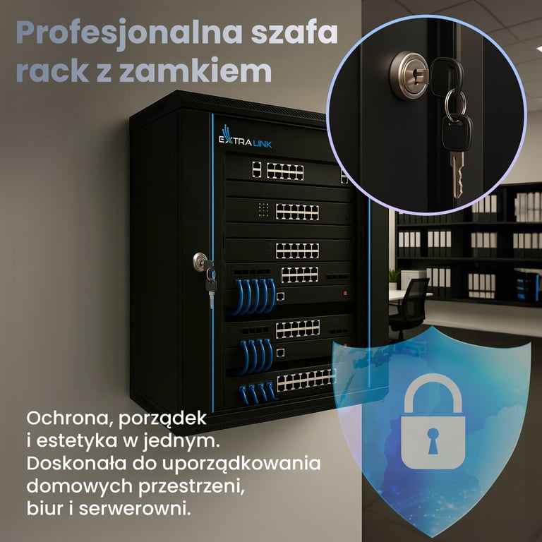 Extralink Szafa rack 15U 600x450 Czarna montowana na ścianie