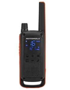 Motorola T82 Twin Pack & Ladegerät, Funkgerät mit 16 Kanälen. Schwarz, Orange