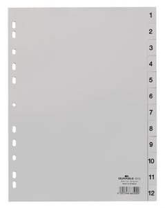 Durable 651210 Card Tab Numeric Card Tab Polypropylene (PP) Gray
