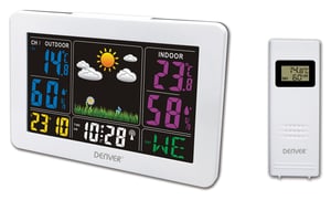 Denver WS-540WHITE Digital Weather Station, White, AC/Battery
