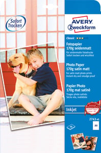 Avery 2743-40 A4 Photo Paper, White Satin-Matte