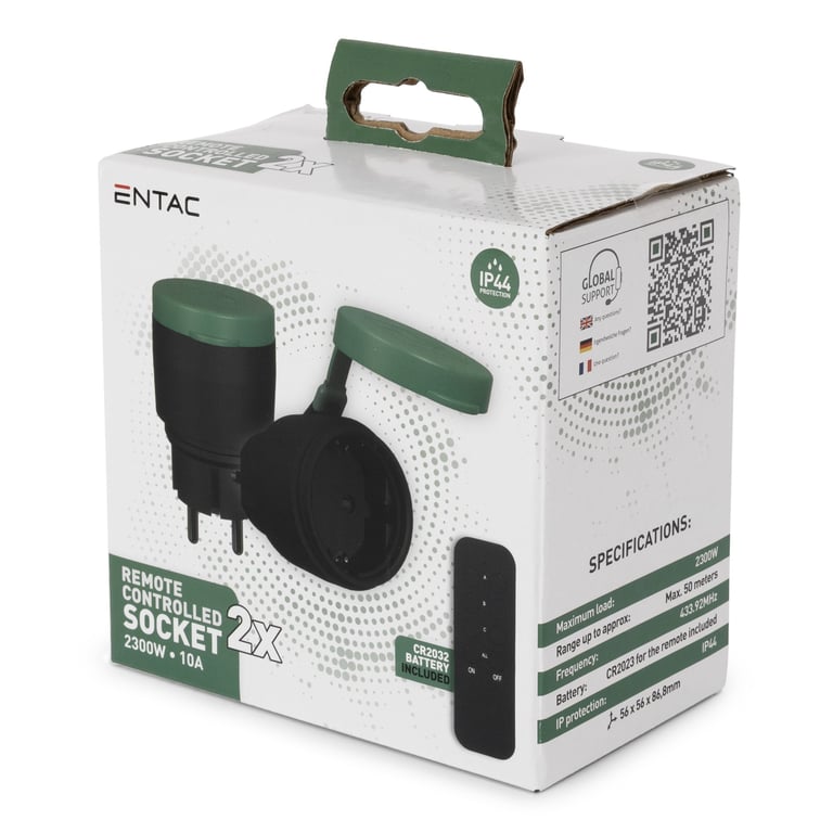 Entac ES-2S-RC-44 adapter wtyczek zasilających Zielony, Czarny