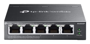 TP-Link Omada ES205GP Managed Gigabit-Ethernet-Switch (10/100/1000) mit PoE-Unterstützung, schwarz
