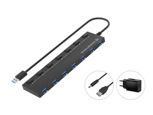 Conceptronic HUBBIES19BP USB 3.2 Gen 1 (3.1 Gen 1) Type-A Hubs and Concentrators, 5000 Mbit/s, Black