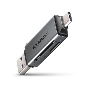 Axagon CRE-DAC USB-C+ USB-A 5 Gbps MINI-Kartenlesegerät mit 2 Steckplätzen & SD/microSD-Kartenleser USB 3.0 Typ A/Typ C Grau