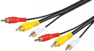 Goobay 50140 5-meter composite cable, 3 x RCA, Black, Red, White, Yellow
