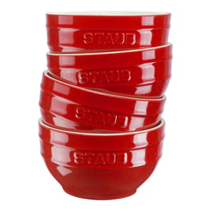 Staub Ceramique Schüsselset 0,7 l, rund, Keramik, rot, 4 Stück