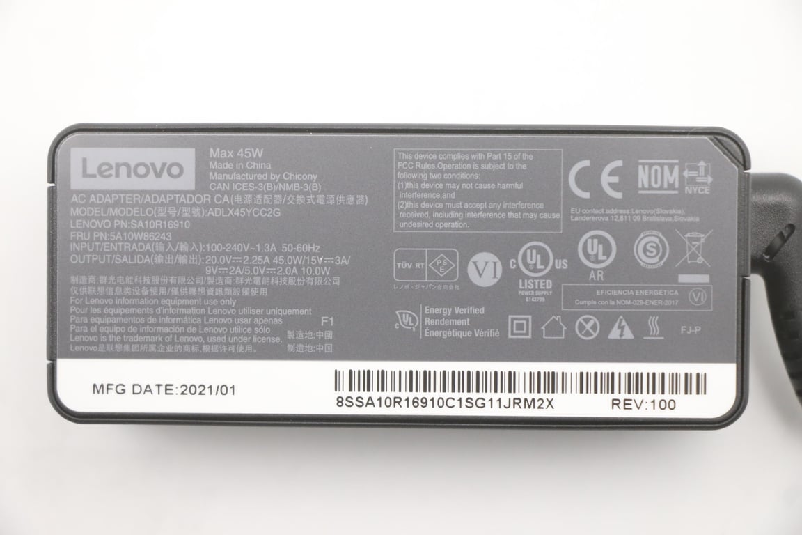 Lenovo 5A10W86243 adapter zasilający/ inwentor Wewnętrzna 45 W Czarny