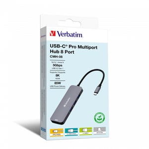 Verbatim CMH-08 USB Typ C 5000 Mbit/s Silber