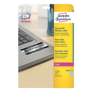 Avery L6013-20 etykiet do nadruku Srebrny Samoprzylepne etykiety do drukowania