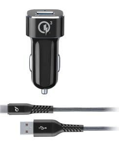 Cellularline TETRCBRHUKITQCTYCK Ladegerät für mobile Geräte, universell, schwarz, Zigarettenanzünder, Schnellladung, automatisch
