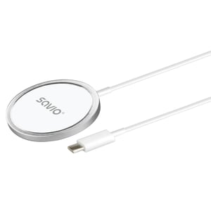 Savio LA-11 Portable Device Charger for Cell Phones, Universal, White, DC, Wireless Charging, Indoor
