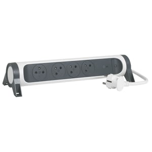 Legrand 0 494 15 Stromverteiler-PDU mit 4 x Netzanschlussbuchsen, grau, weiß