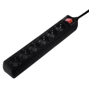 Hama 137265 Verteiler 3 m, 6 x Netzsteckdose, für den Innenbereich, schwarz