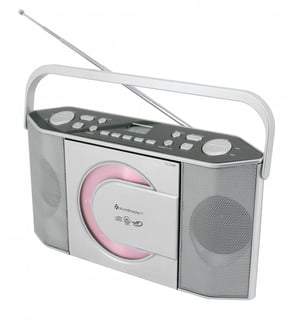 Soundmaster RCD1755SI – tragbares Stereosystem, analoges UKW-Radio, silberfarben, MP3-Player