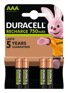 Duracell AAA (4 Stück) Wiederaufladbare Nickel-Metallhydrid-Batterie (NiMH)