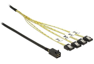 DeLOCK 83393 1 m SAS Cable, Black, Silver