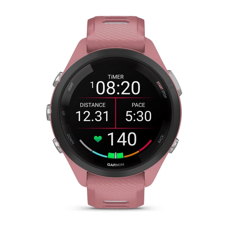 фото Смарт-годинник Garmin Forerunner 265S Black Bezel w. Light Pink Case and Light Pink/Whitestone S. Band (010-02810-05/15/55)