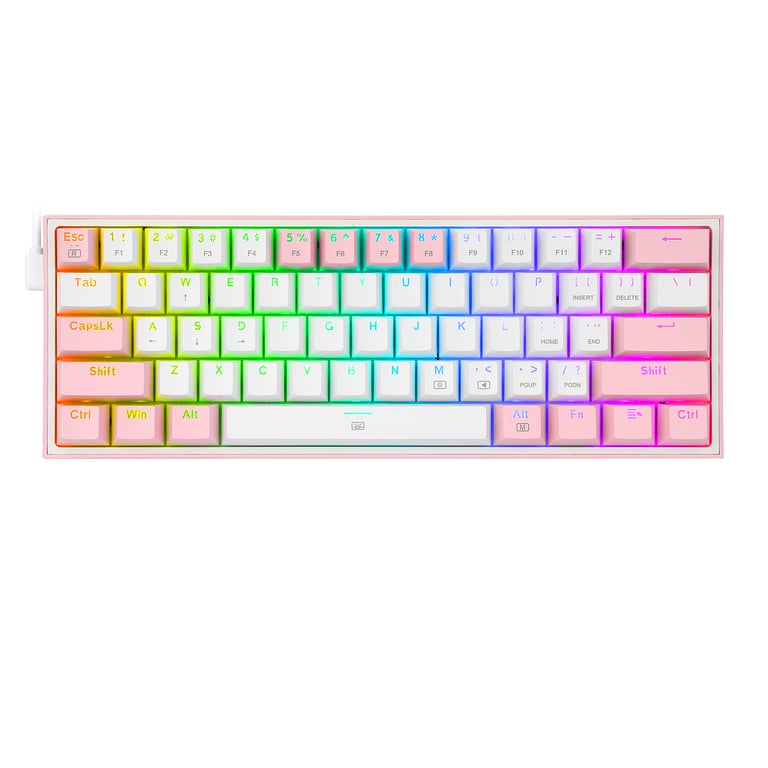 REDRAGON K617-RGB Fizz RGB White/Pink klawiatura USB Różowy, Biały