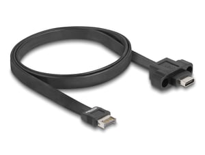 DeLOCK 10 Gbps USB flat cable, Type E Key A 20-pin male to USB Type-C female, panel-mounted, 75 cm