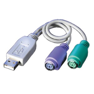 VALUE USB till 2x PS/2-kabel PS/2 0,3 m 2x 6-pins Mini-DIN USB A Grå
