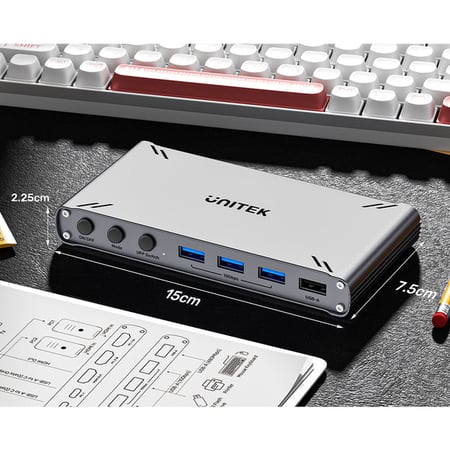 UNITEK D1118AGY01-EU przełącznik KVM Szary
