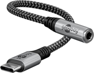Goobay 74056 kabel audio 0,15 m 3.5mm USB Type-C Czarny, Szary