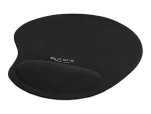 DeLOCK Ergonomic Mouse Pad with Gel Wrist Rest, Black, 230 x 202 x 24 mm