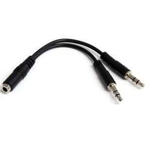 StarTech MUYHSFMM Audio Cable, 0.13 m, 3.5 mm to 2 x 3.5 mm, Black