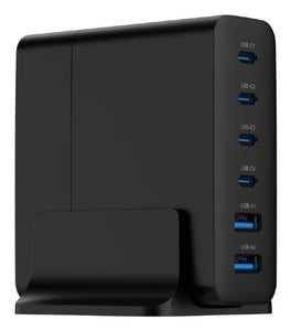 Gembird TA-UC-2A4C-PD75-01-BK Ladegerät für mobile Geräte, universell, schwarz, Wechselstrom, Schnellladung, intern