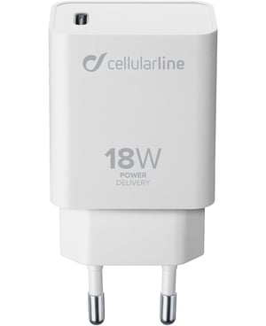 Cellularline ACHIPHUSBCPD18WW ładowarka do urządzeń przenośnych Smartfon, Tablet Biały Prąd przemienny Wewnętrzna
