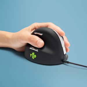 R-Go Tools Ergonomische Maus R-Go HE Break – Maus mit App für Pausen, Größe L, für Linkshänder, kabelgebunden, schwarz