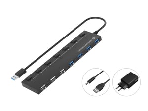 Conceptronic HUBBIES09BP USB 3.2 Gen 1 (3.1 Gen 1) Type-A Hubs and Concentrators, 5000 Mbit/s, Black
