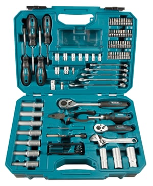 Makita E-08458 Schlüssel- und Werkzeugsatz mit 87 Teilen.