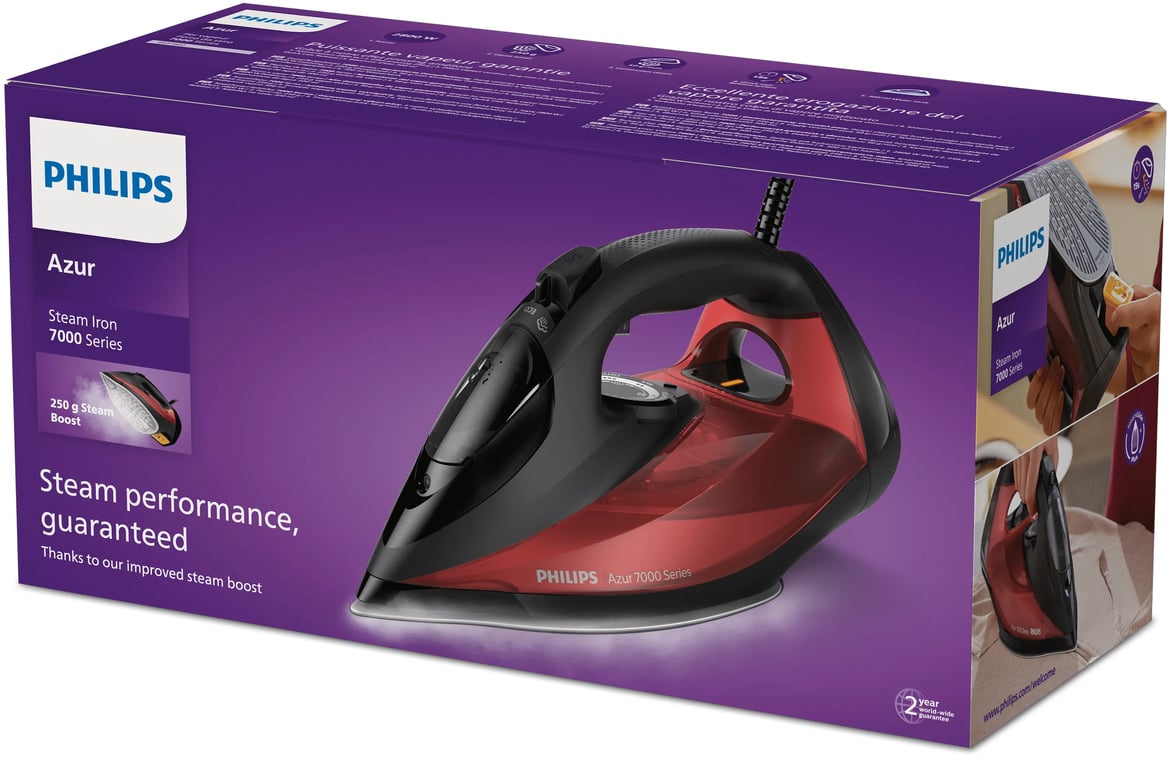 Philips 7000 series DST7022/40 Żelazko parowe HV czarno-czerwone