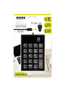 Port Designs 900801 USB-Ziffernblock für Laptops, Schwarz, Grau