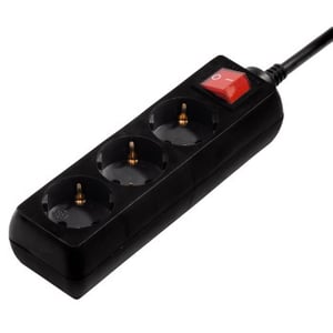 Hama 00108816 Surge Protector, Black, 3 x 230 V Power Outlets, 3 m