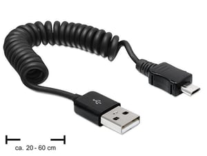 DeLOCK USB 2.0-A/USB micro-B 0.6m kabel USB 0,6 m USB A Micro-USB B 0,48 Gbit/s Czarny