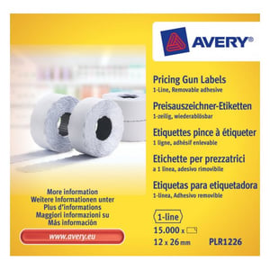 Avery PLR1226 selbstklebende Etiketten – Preisschilder, weiß, 15.000 Stück.