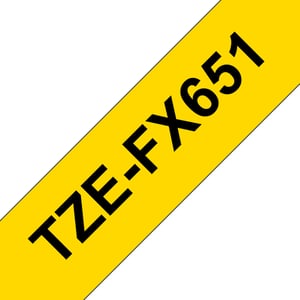 Brother TZE-FX651 Label Ribbons: Black on Yellow TZ